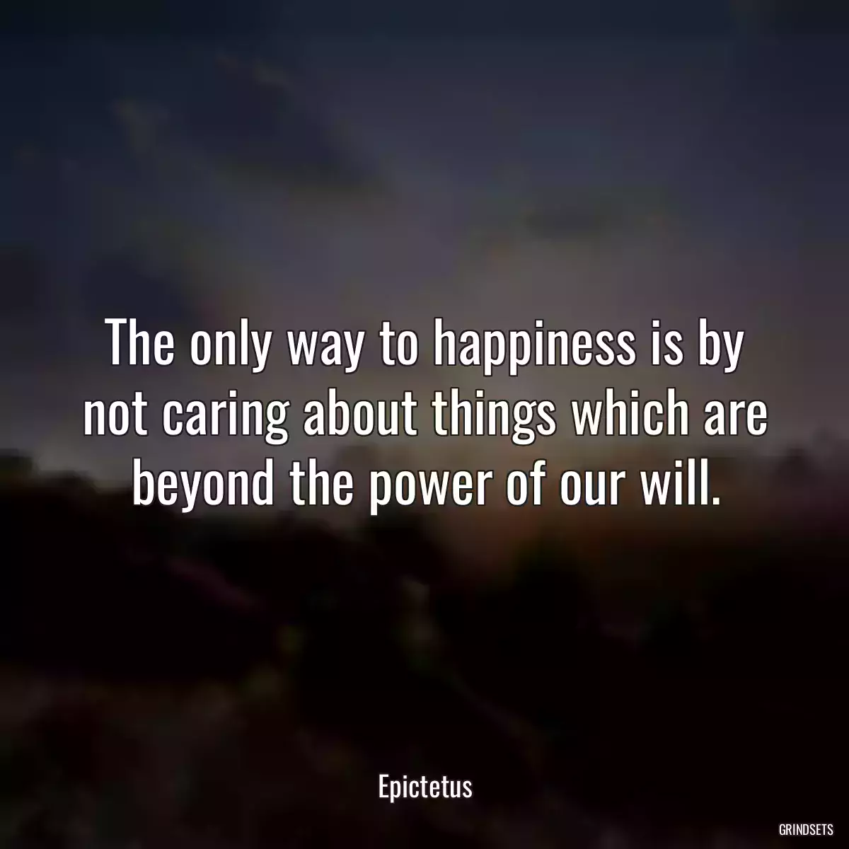 The only way to happiness is by not caring about things which are beyond the power of our will.