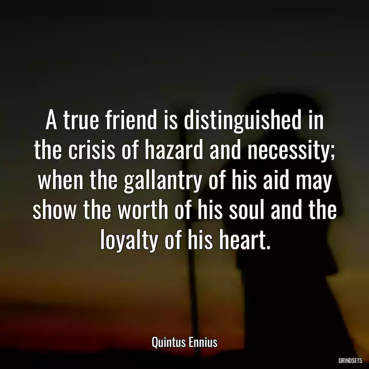 A true friend is distinguished in the crisis of hazard and necessity; when the gallantry of his aid may show the worth of his soul and the loyalty of his heart.