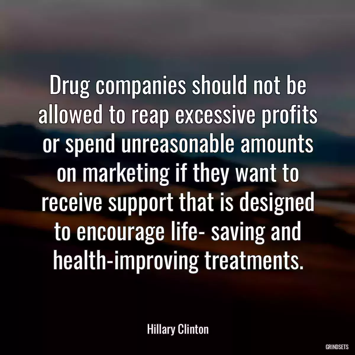 Drug companies should not be allowed to reap excessive profits or spend unreasonable amounts on marketing if they want to receive support that is designed to encourage life- saving and health-improving treatments.