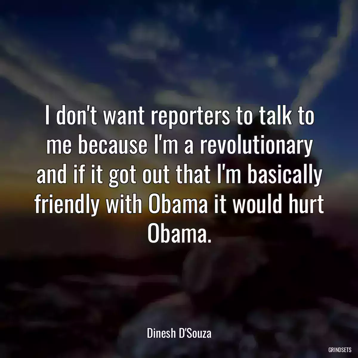 I don\'t want reporters to talk to me because I\'m a revolutionary and if it got out that I\'m basically friendly with Obama it would hurt Obama.