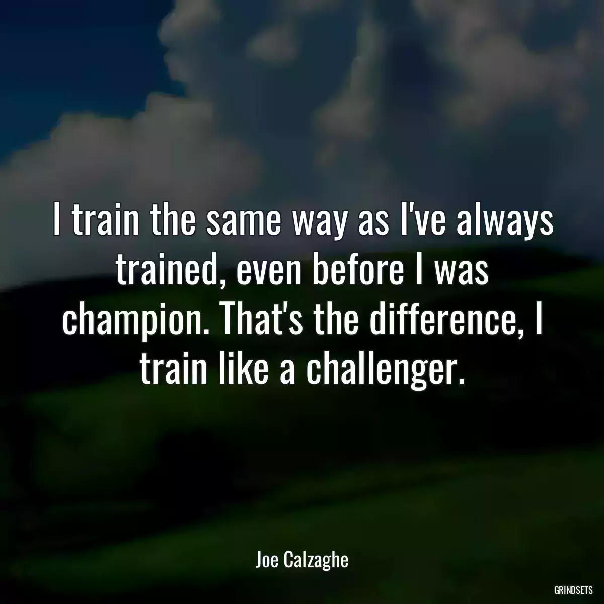 I train the same way as I\'ve always trained, even before I was champion. That\'s the difference, I train like a challenger.