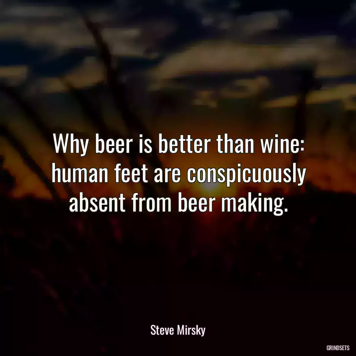 Why beer is better than wine: human feet are conspicuously absent from beer making.