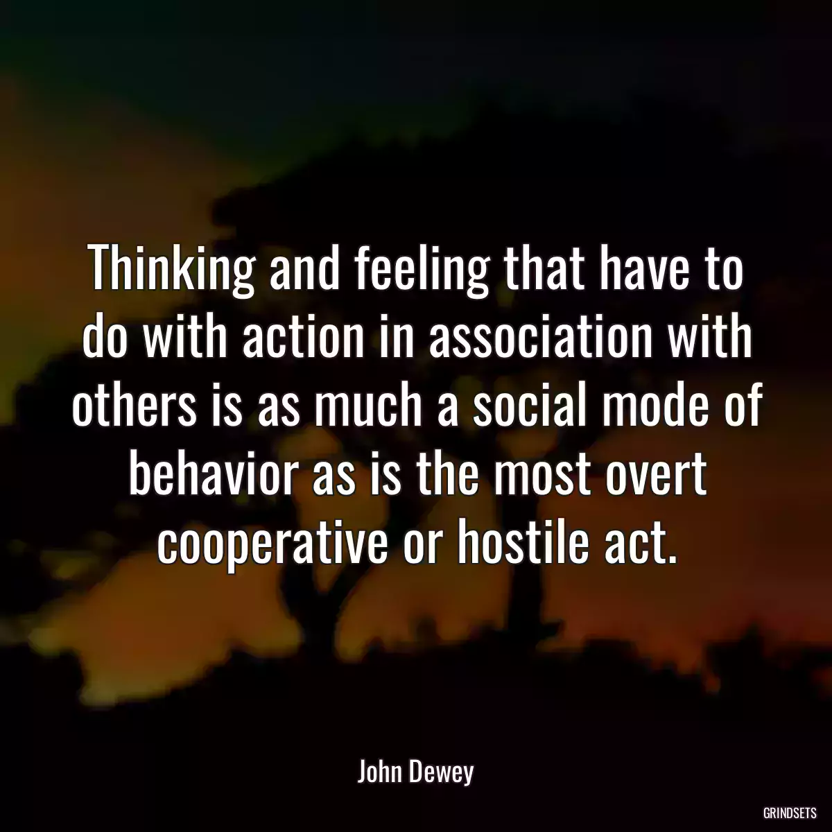 Thinking and feeling that have to do with action in association with others is as much a social mode of behavior as is the most overt cooperative or hostile act.