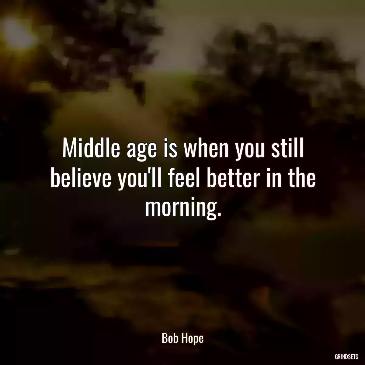 Middle age is when you still believe you\'ll feel better in the morning.