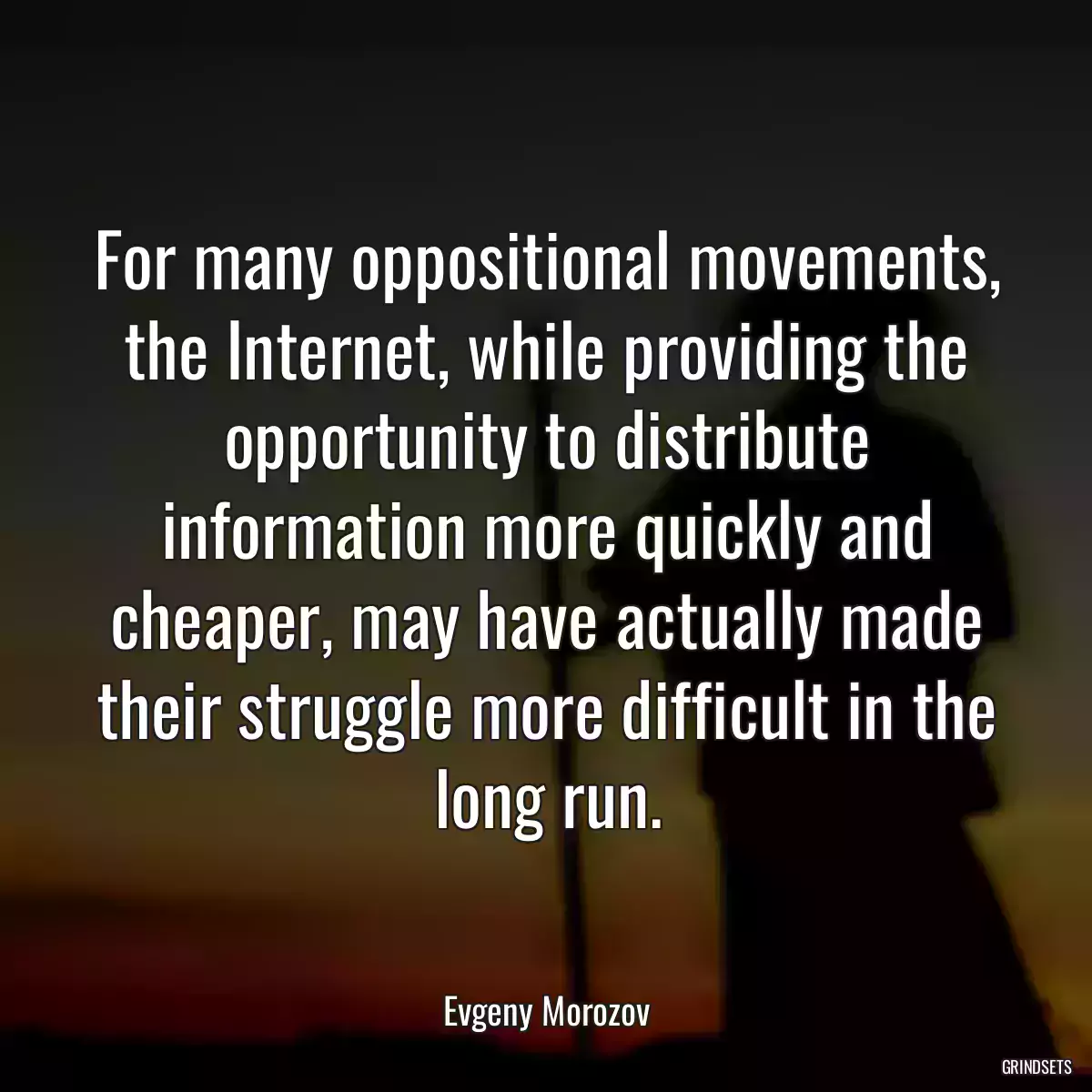 For many oppositional movements, the Internet, while providing the opportunity to distribute information more quickly and cheaper, may have actually made their struggle more difficult in the long run.