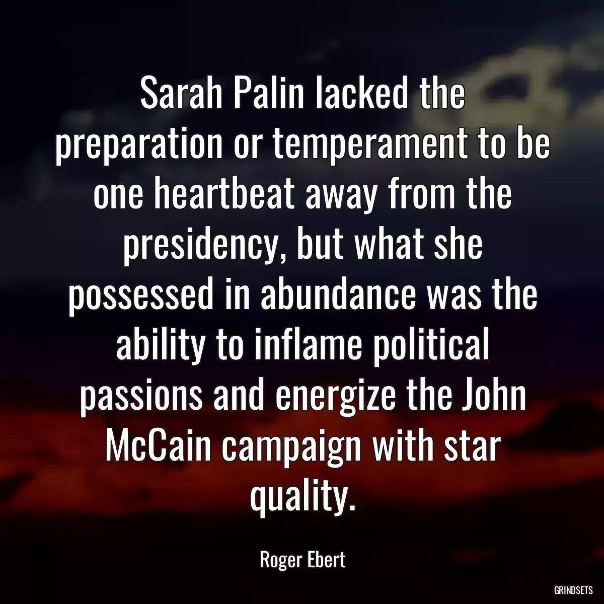 Sarah Palin lacked the preparation or temperament to be one heartbeat away from the presidency, but what she possessed in abundance was the ability to inflame political passions and energize the John McCain campaign with star quality.