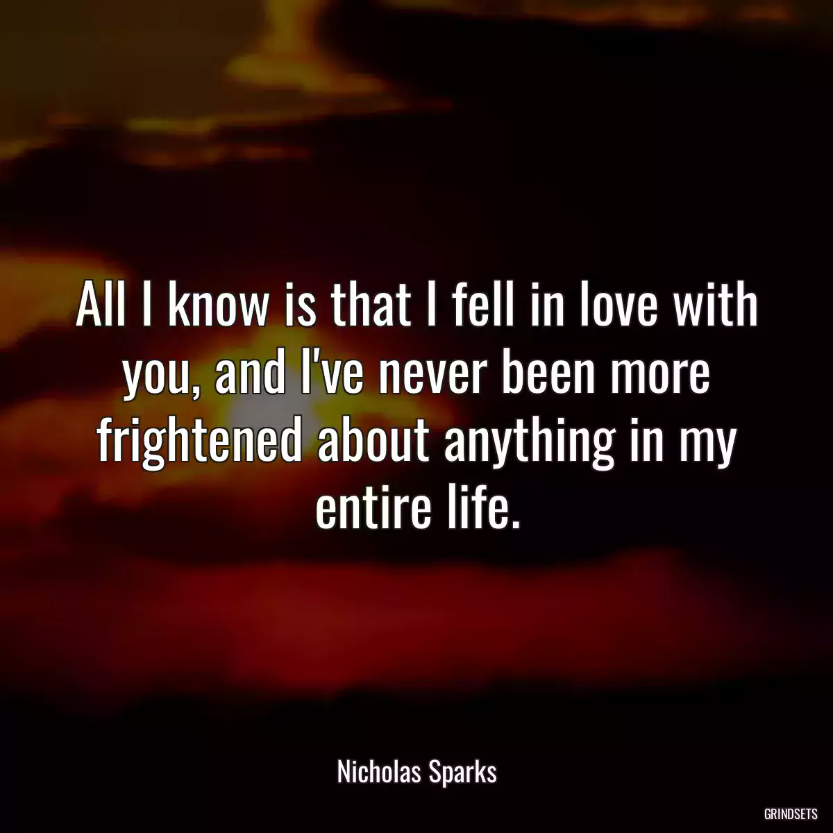 All I know is that I fell in love with you, and I\'ve never been more frightened about anything in my entire life.