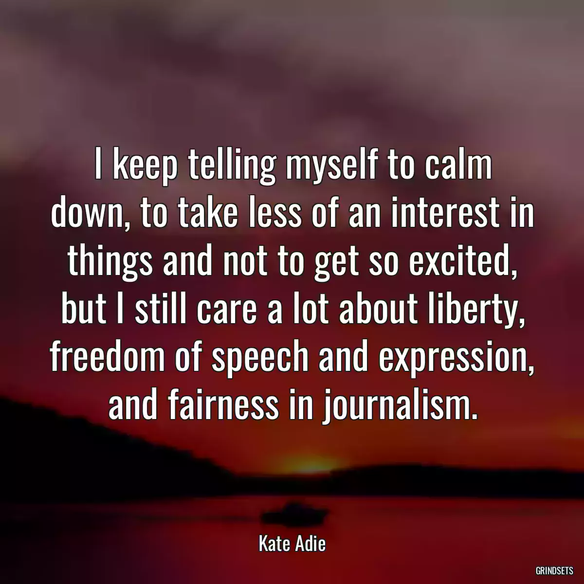 I keep telling myself to calm down, to take less of an interest in things and not to get so excited, but I still care a lot about liberty, freedom of speech and expression, and fairness in journalism.