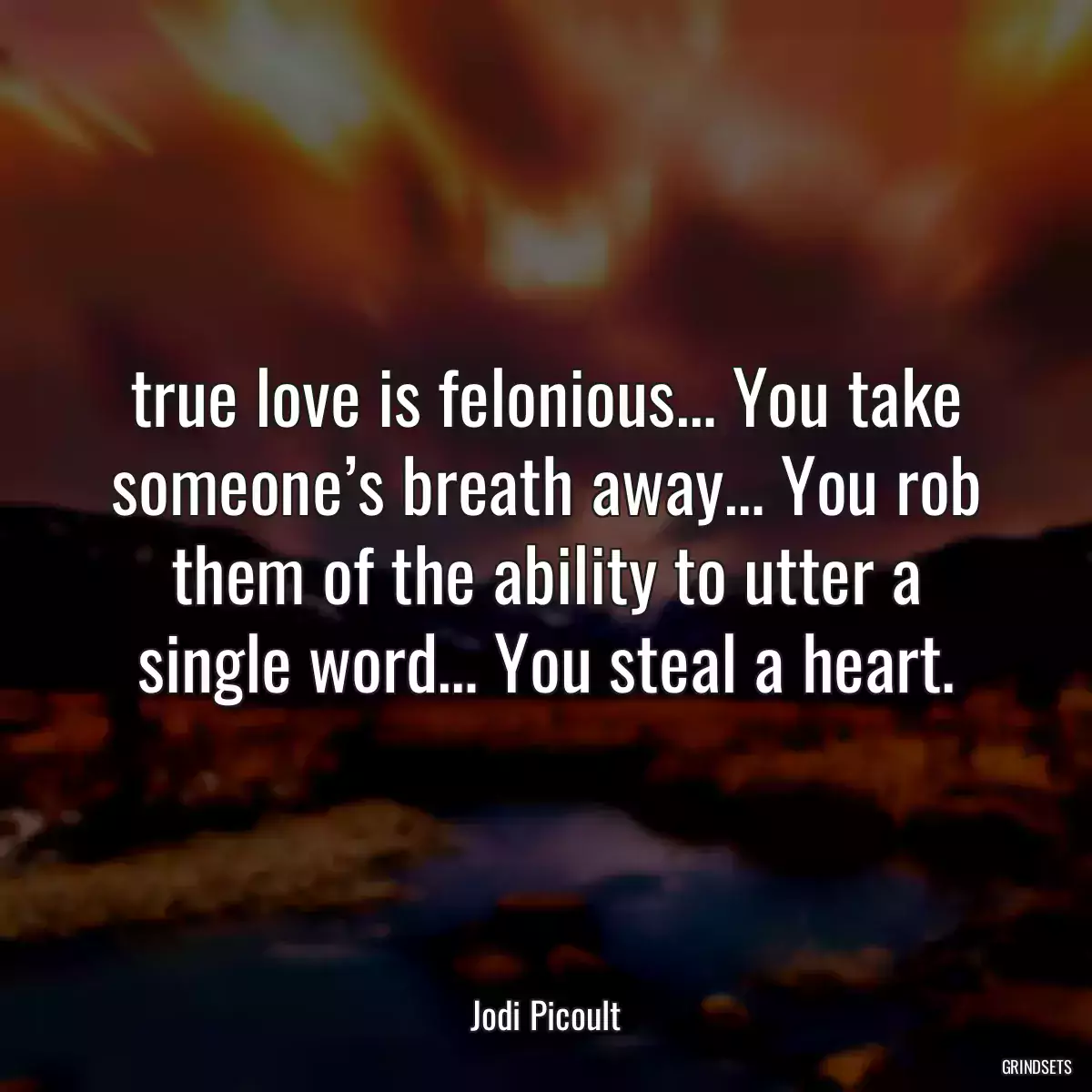 true love is felonious… You take someone’s breath away… You rob them of the ability to utter a single word… You steal a heart.