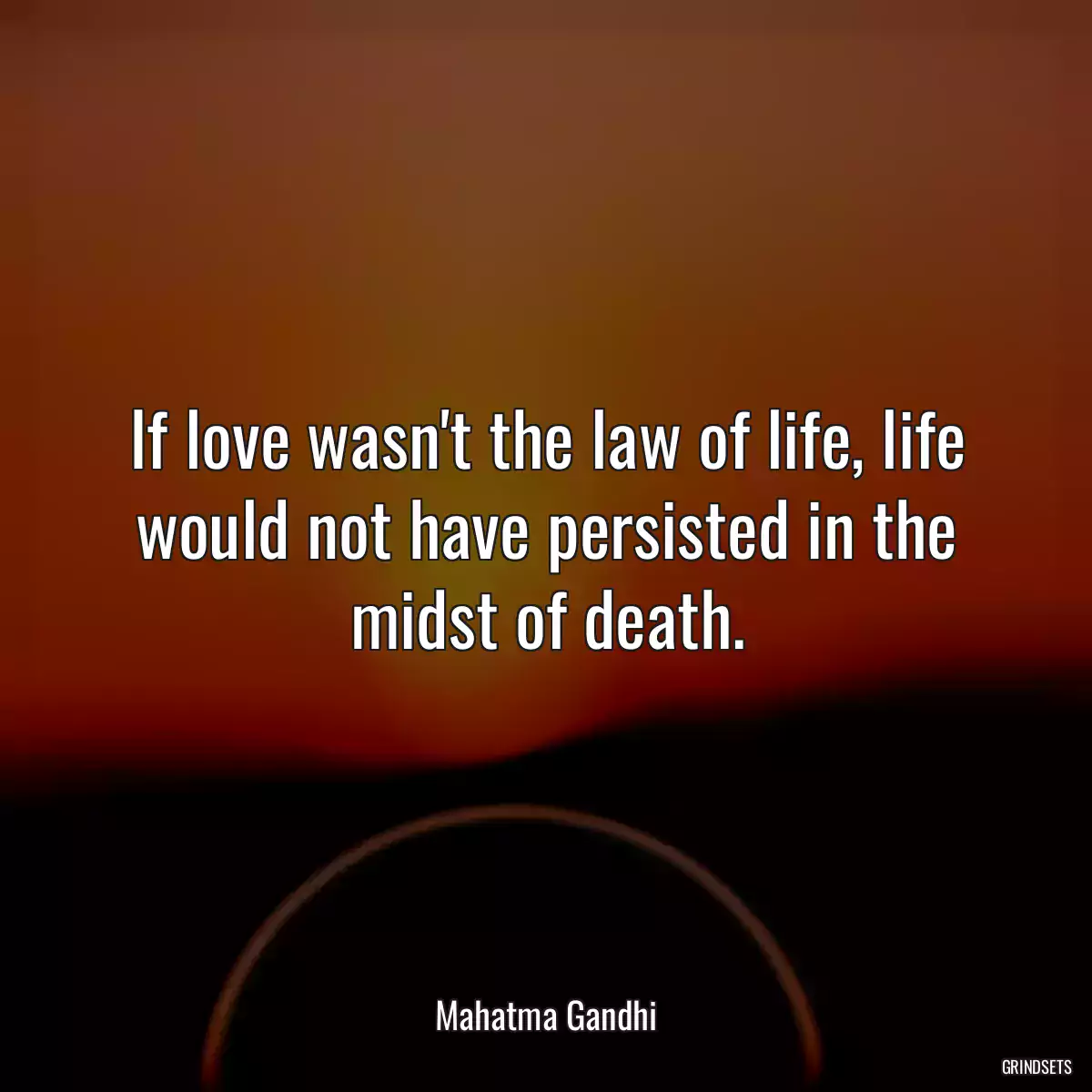 If love wasn\'t the law of life, life would not have persisted in the midst of death.