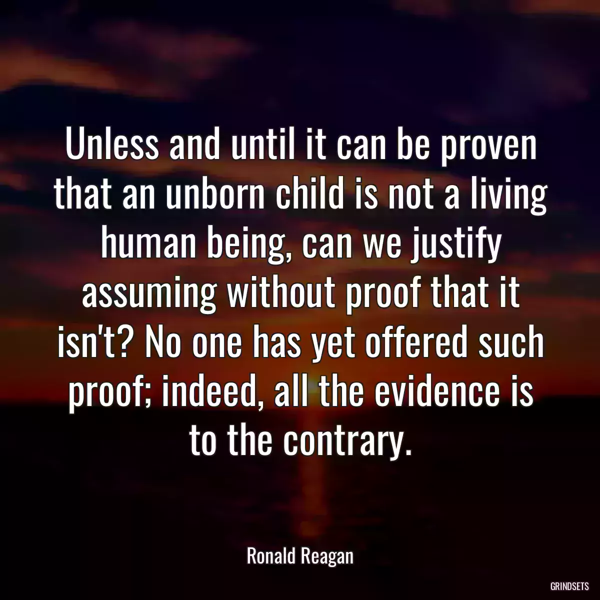 Unless and until it can be proven that an unborn child is not a living human being, can we justify assuming without proof that it isn\'t? No one has yet offered such proof; indeed, all the evidence is to the contrary.