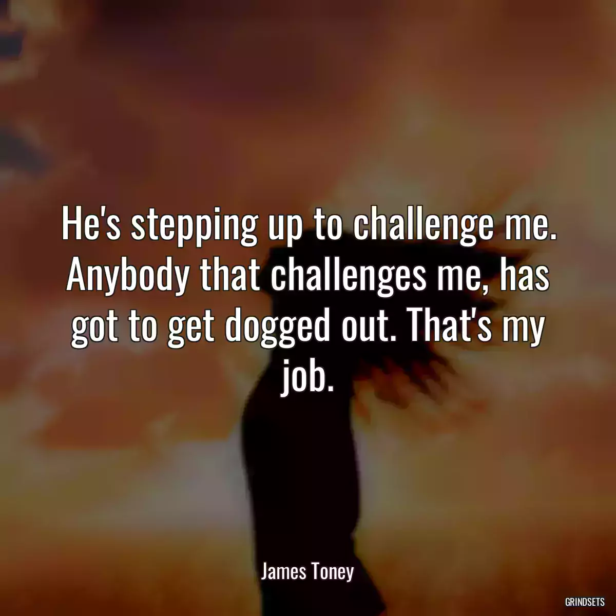 He\'s stepping up to challenge me. Anybody that challenges me, has got to get dogged out. That\'s my job.