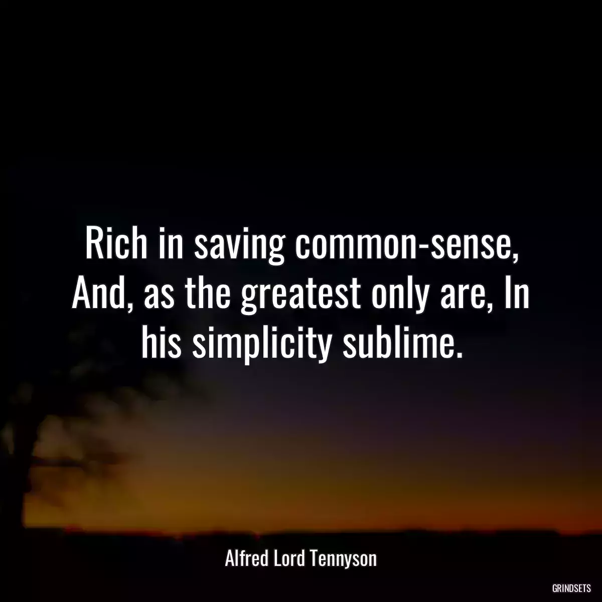 Rich in saving common-sense, And, as the greatest only are, In his simplicity sublime.