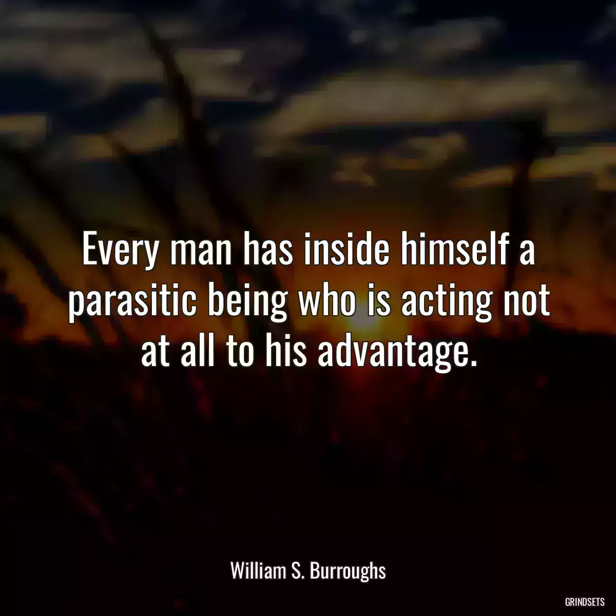 Every man has inside himself a parasitic being who is acting not at all to his advantage.