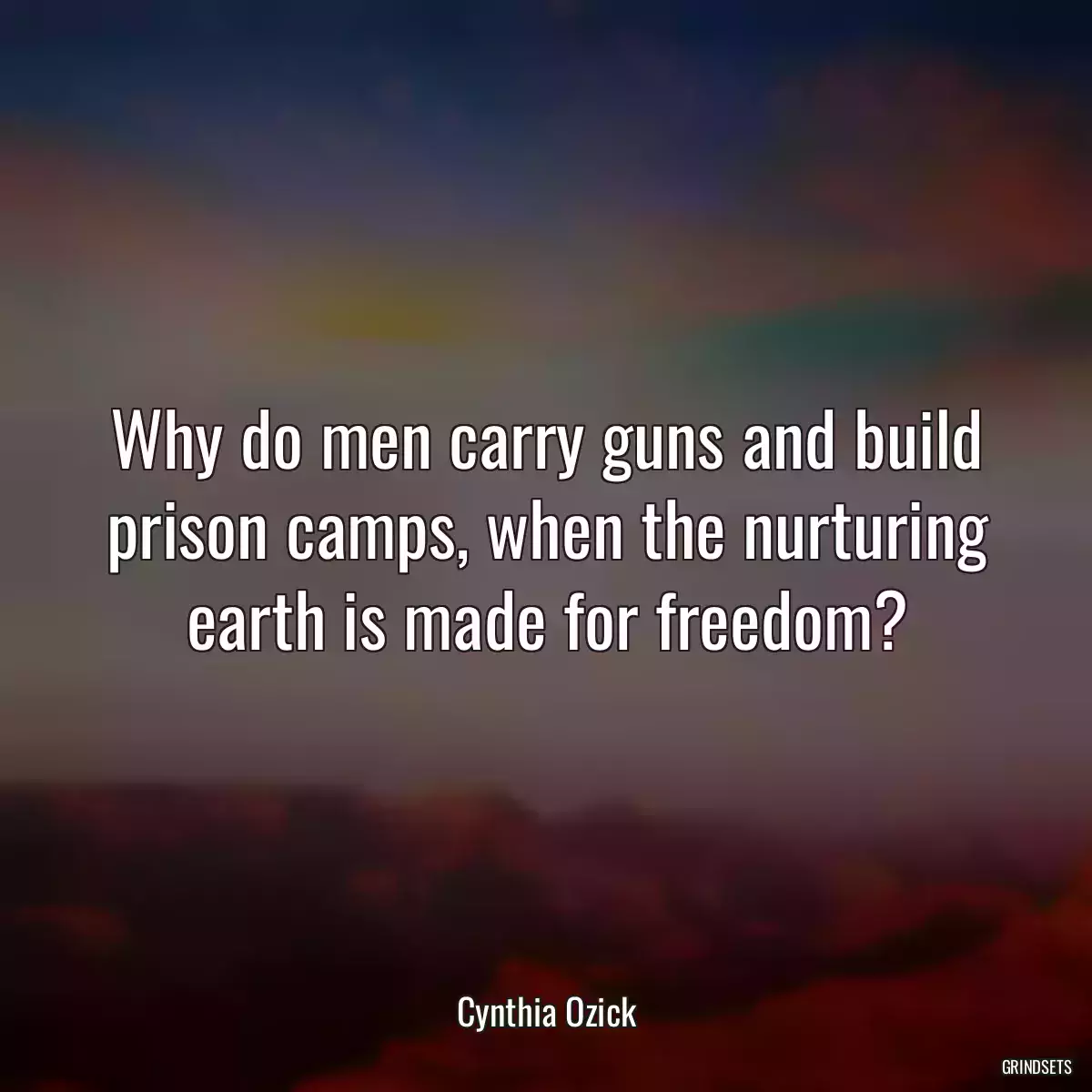 Why do men carry guns and build prison camps, when the nurturing earth is made for freedom?