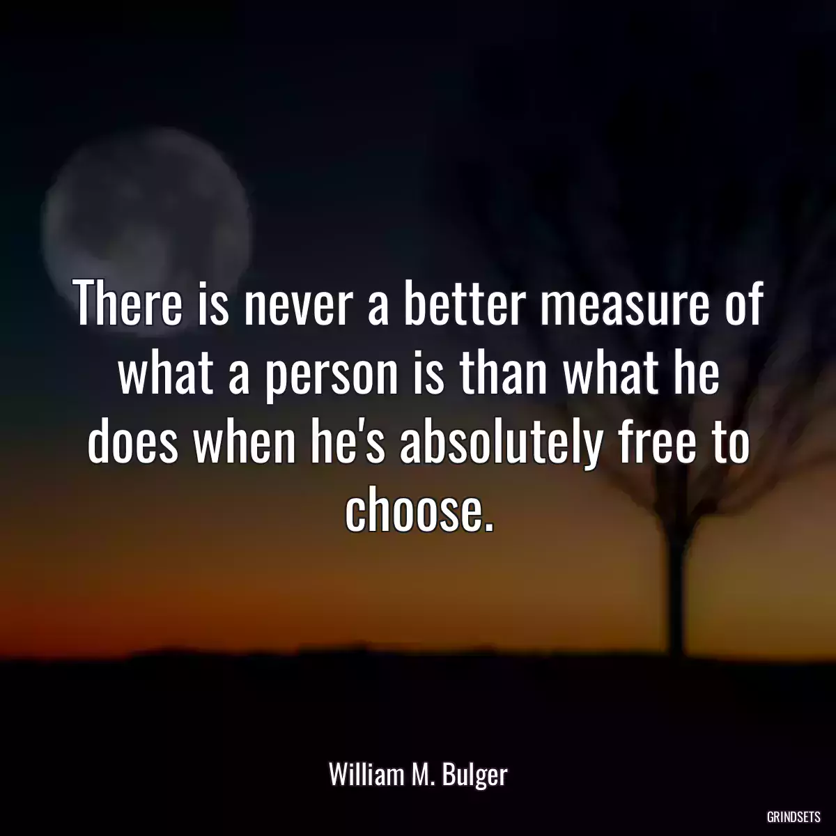 There is never a better measure of what a person is than what he does when he\'s absolutely free to choose.