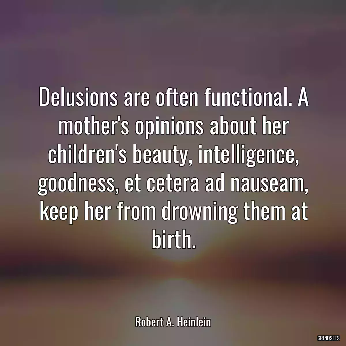 Delusions are often functional. A mother\'s opinions about her children\'s beauty, intelligence, goodness, et cetera ad nauseam, keep her from drowning them at birth.