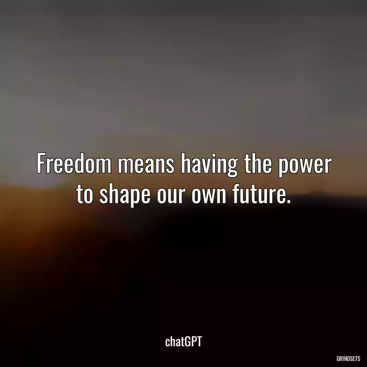 Freedom means having the power to shape our own future.