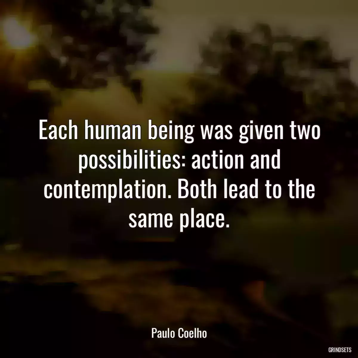 Each human being was given two possibilities: action and contemplation. Both lead to the same place.