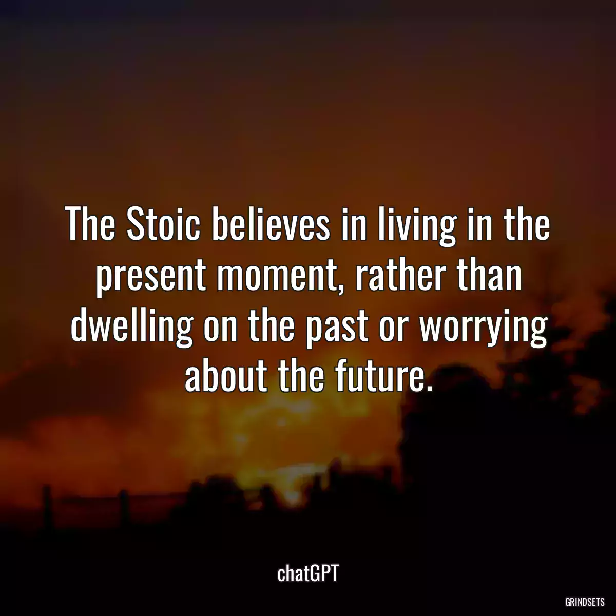 The Stoic believes in living in the present moment, rather than dwelling on the past or worrying about the future.