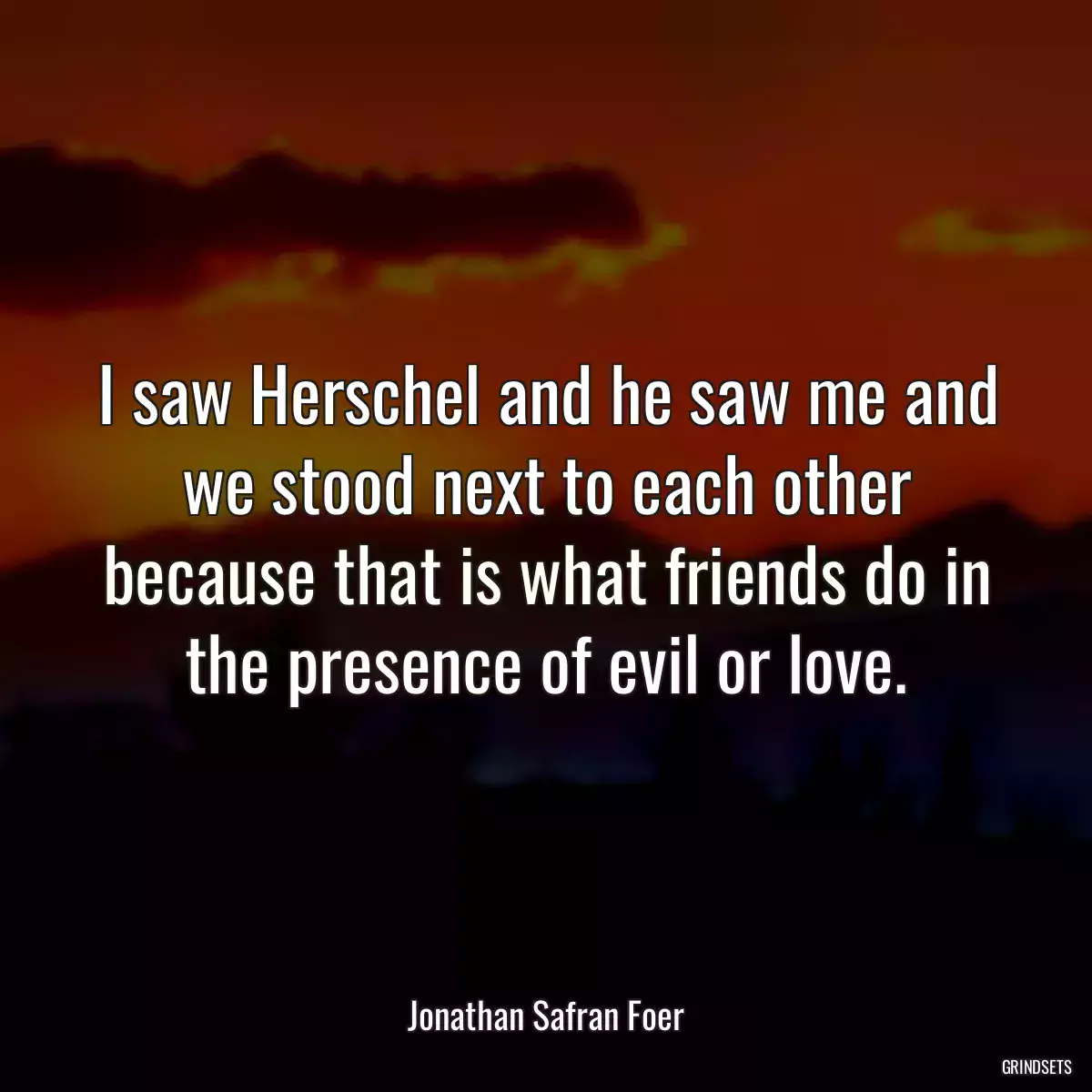 I saw Herschel and he saw me and we stood next to each other because that is what friends do in the presence of evil or love.