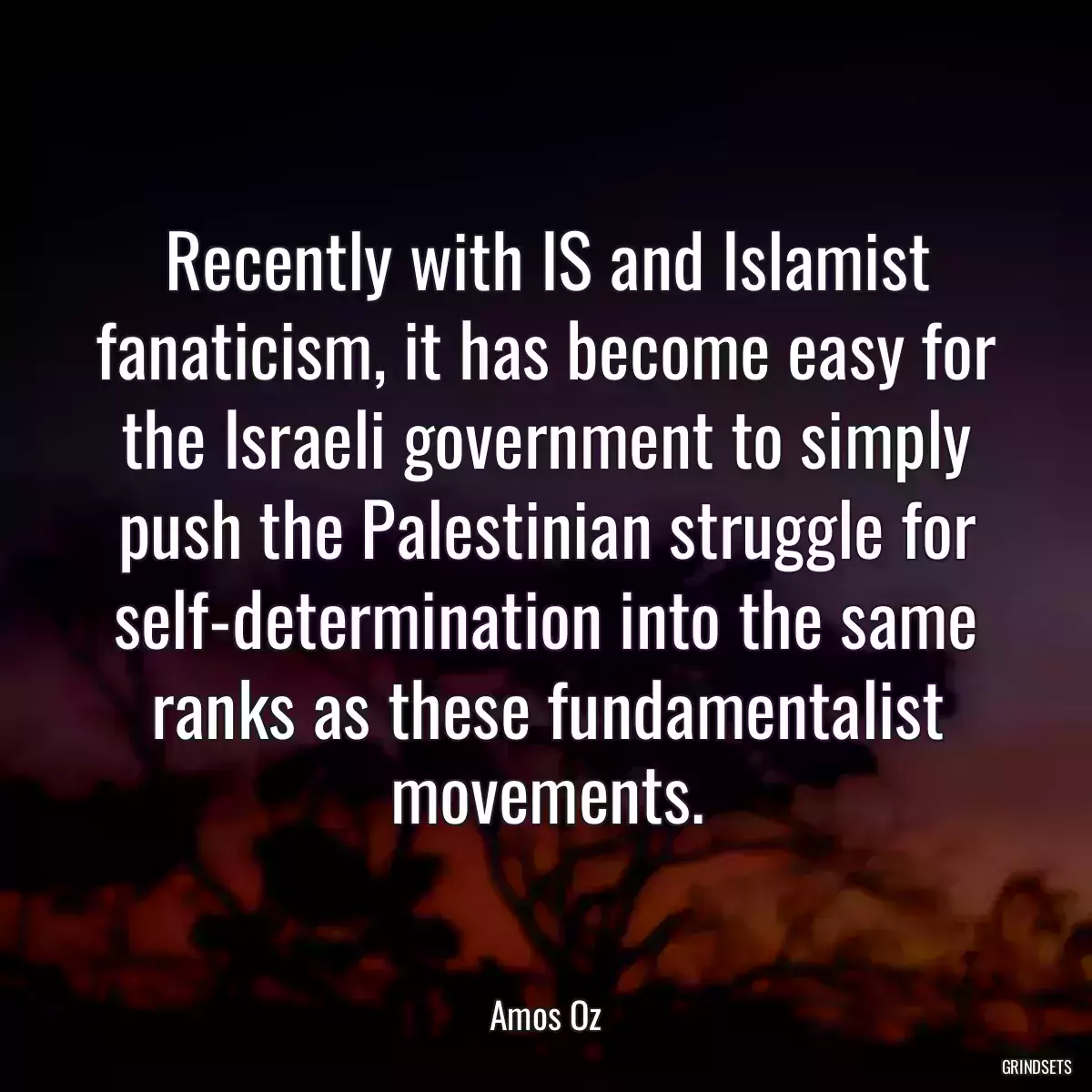 Recently with IS and Islamist fanaticism, it has become easy for the Israeli government to simply push the Palestinian struggle for self-determination into the same ranks as these fundamentalist movements.