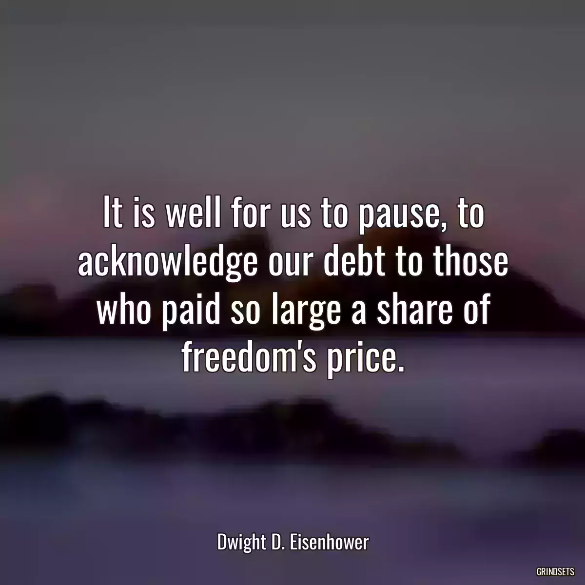 It is well for us to pause, to acknowledge our debt to those who paid so large a share of freedom\'s price.