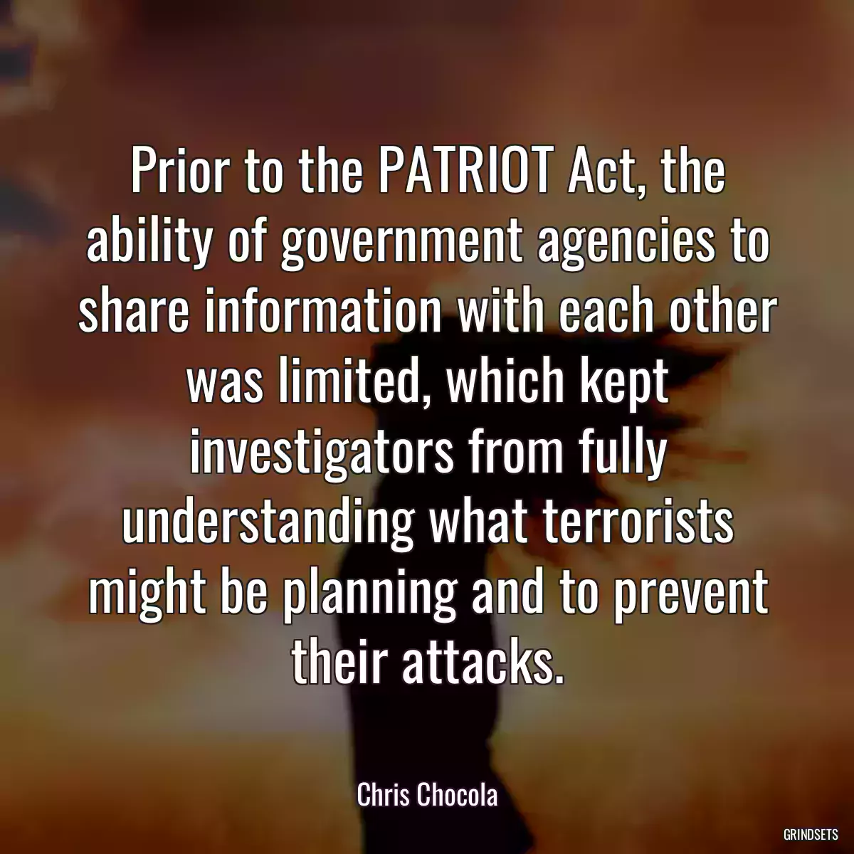 Prior to the PATRIOT Act, the ability of government agencies to share information with each other was limited, which kept investigators from fully understanding what terrorists might be planning and to prevent their attacks.