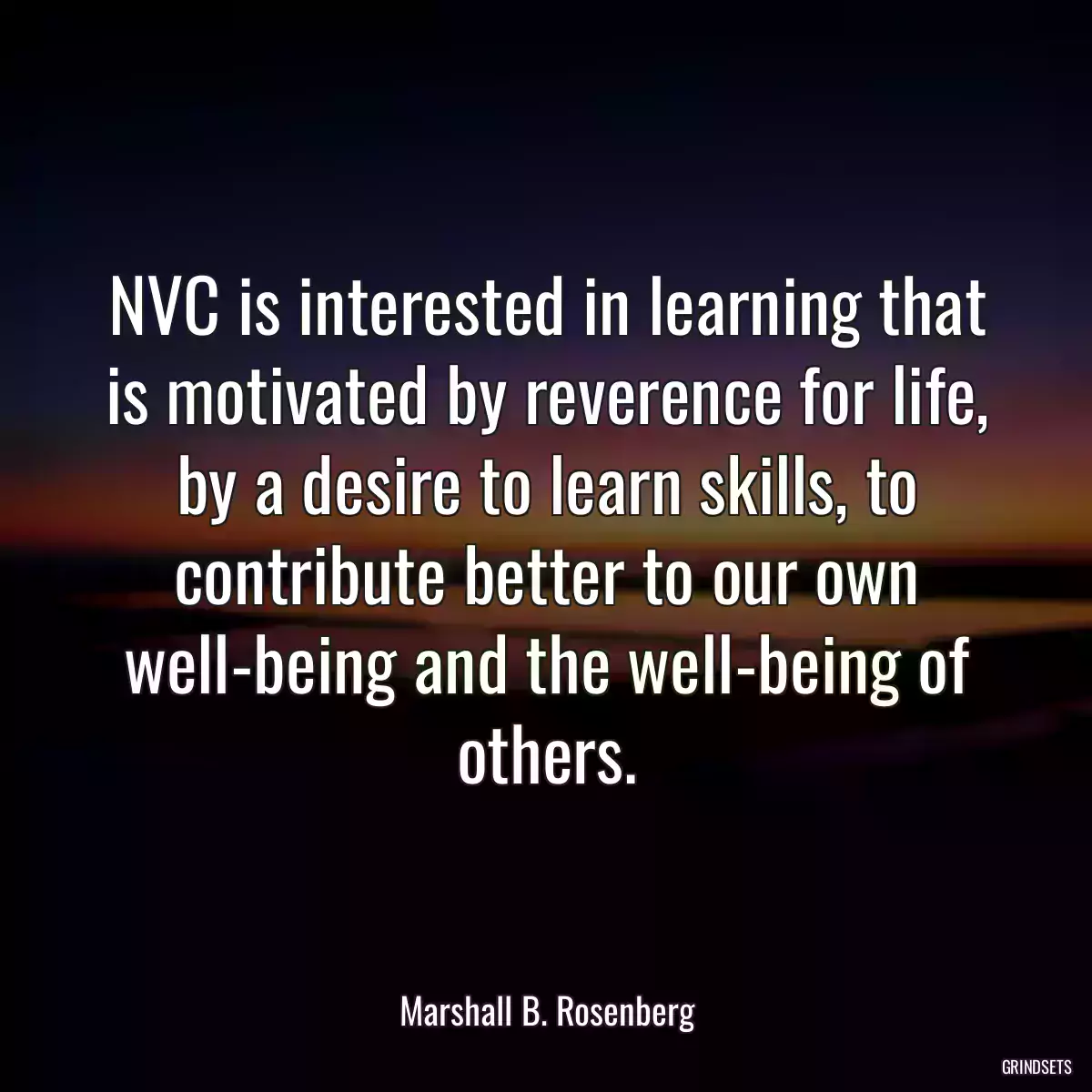 NVC is interested in learning that is motivated by reverence for life, by a desire to learn skills, to contribute better to our own well-being and the well-being of others.