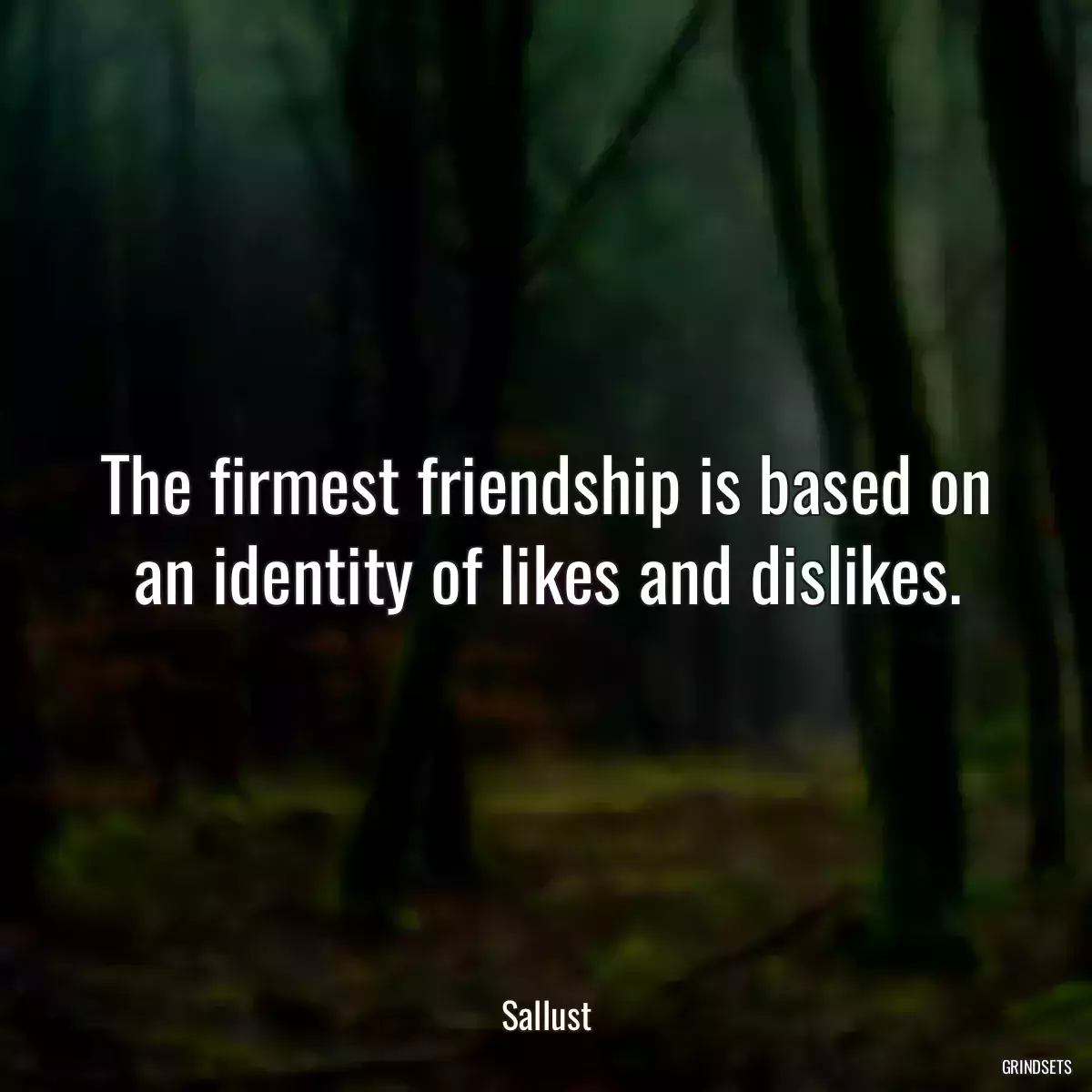 The firmest friendship is based on an identity of likes and dislikes.