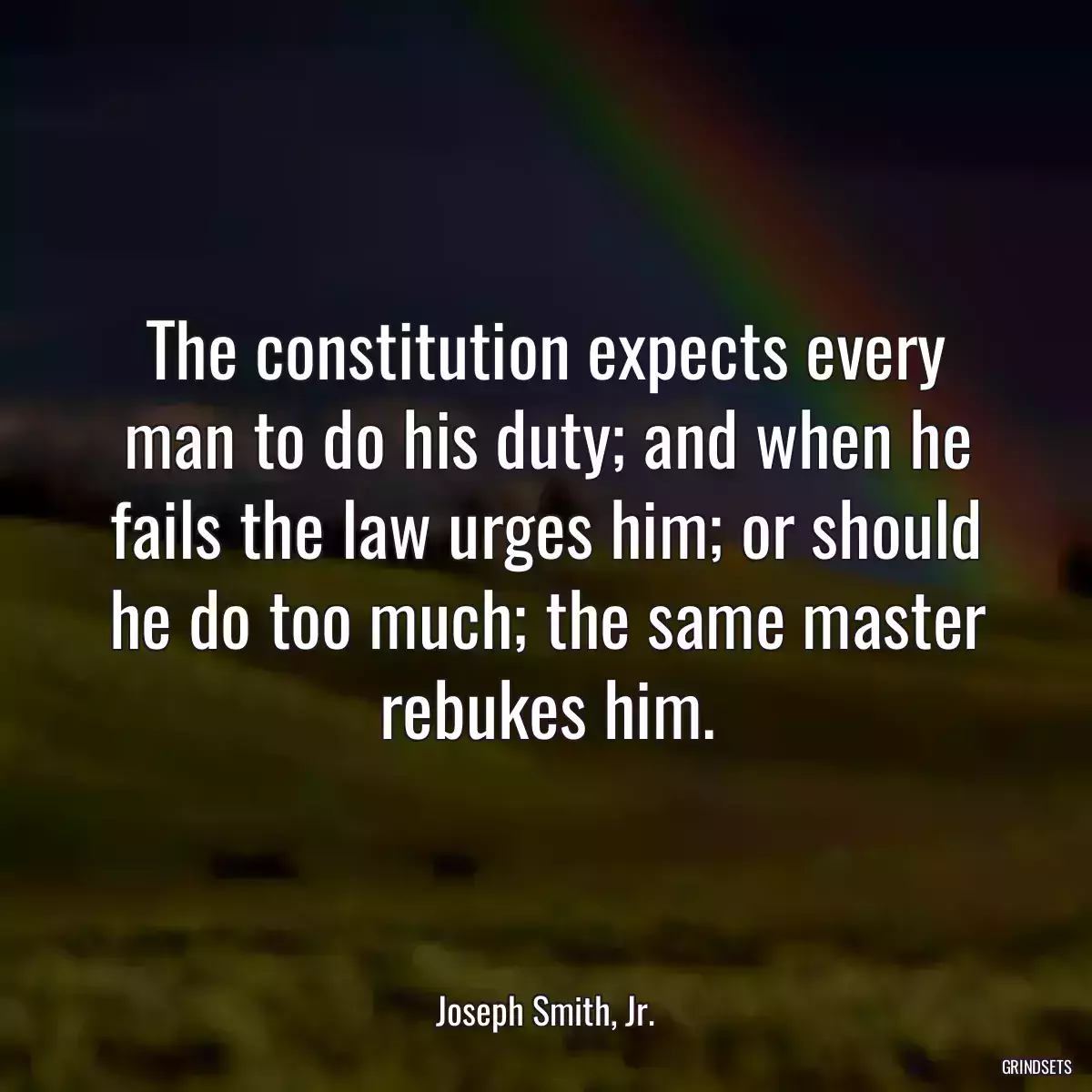 The constitution expects every man to do his duty; and when he fails the law urges him; or should he do too much; the same master rebukes him.