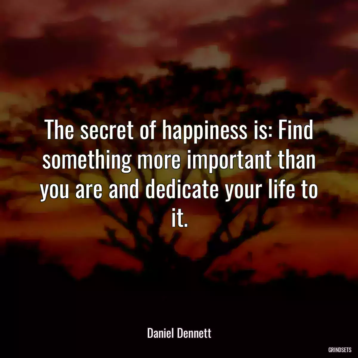 The secret of happiness is: Find something more important than you are and dedicate your life to it.