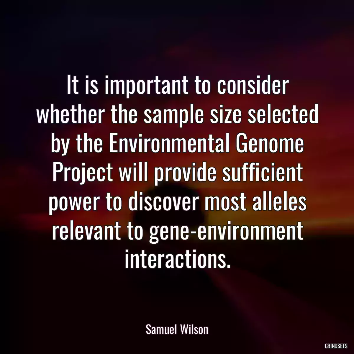 It is important to consider whether the sample size selected by the Environmental Genome Project will provide sufficient power to discover most alleles relevant to gene-environment interactions.