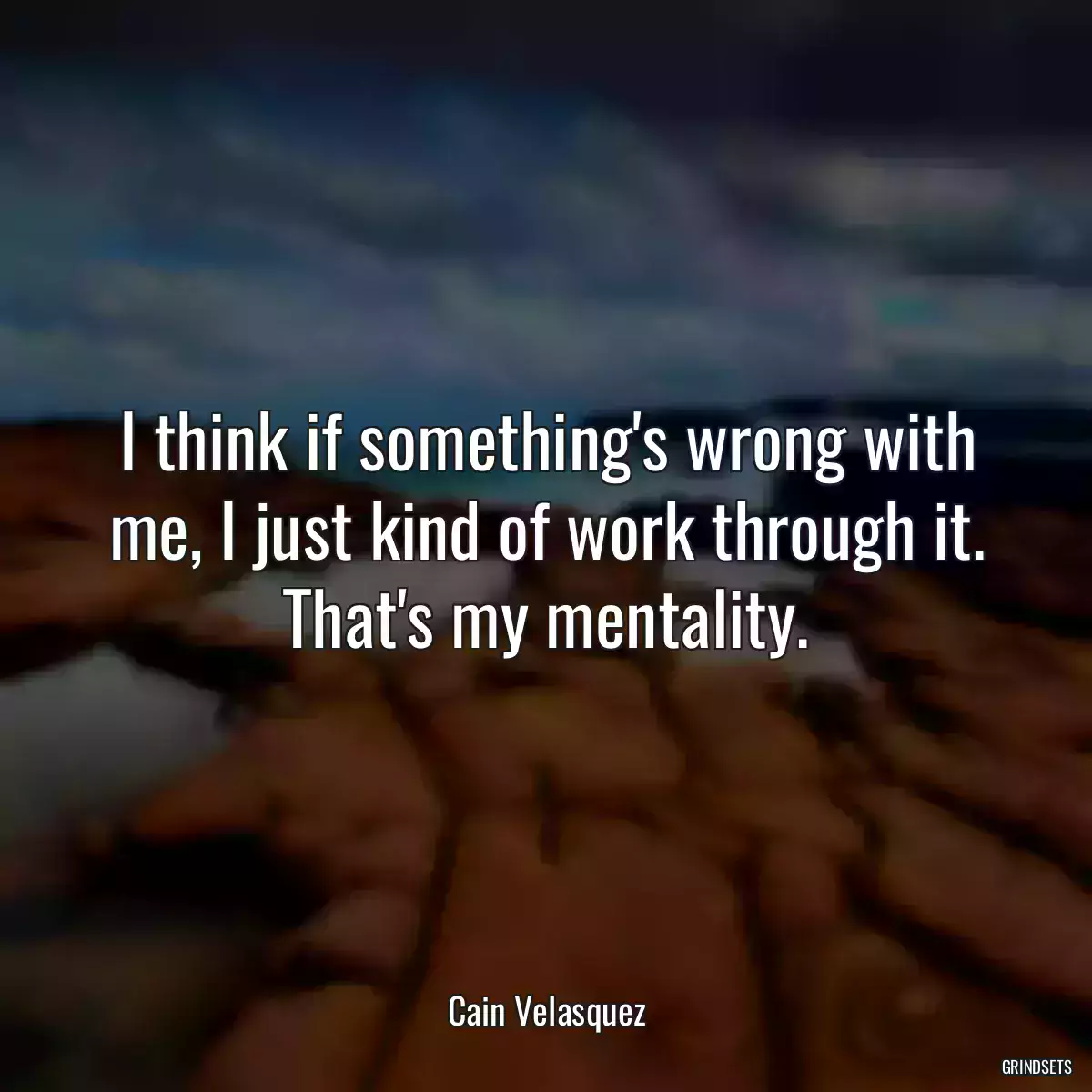 I think if something\'s wrong with me, I just kind of work through it. That\'s my mentality.