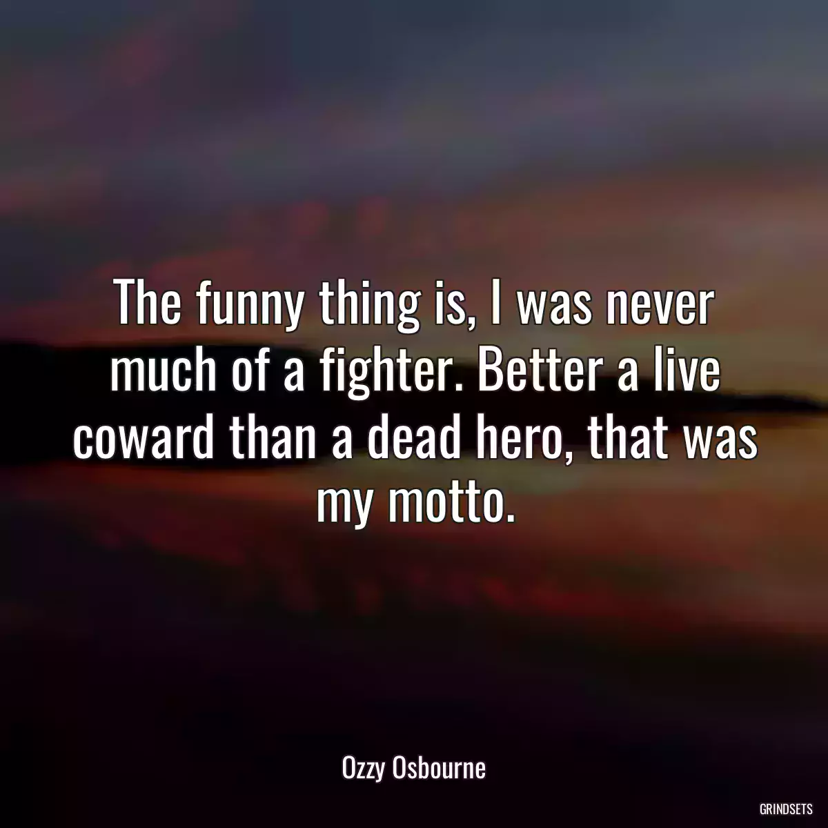 The funny thing is, I was never much of a fighter. Better a live coward than a dead hero, that was my motto.