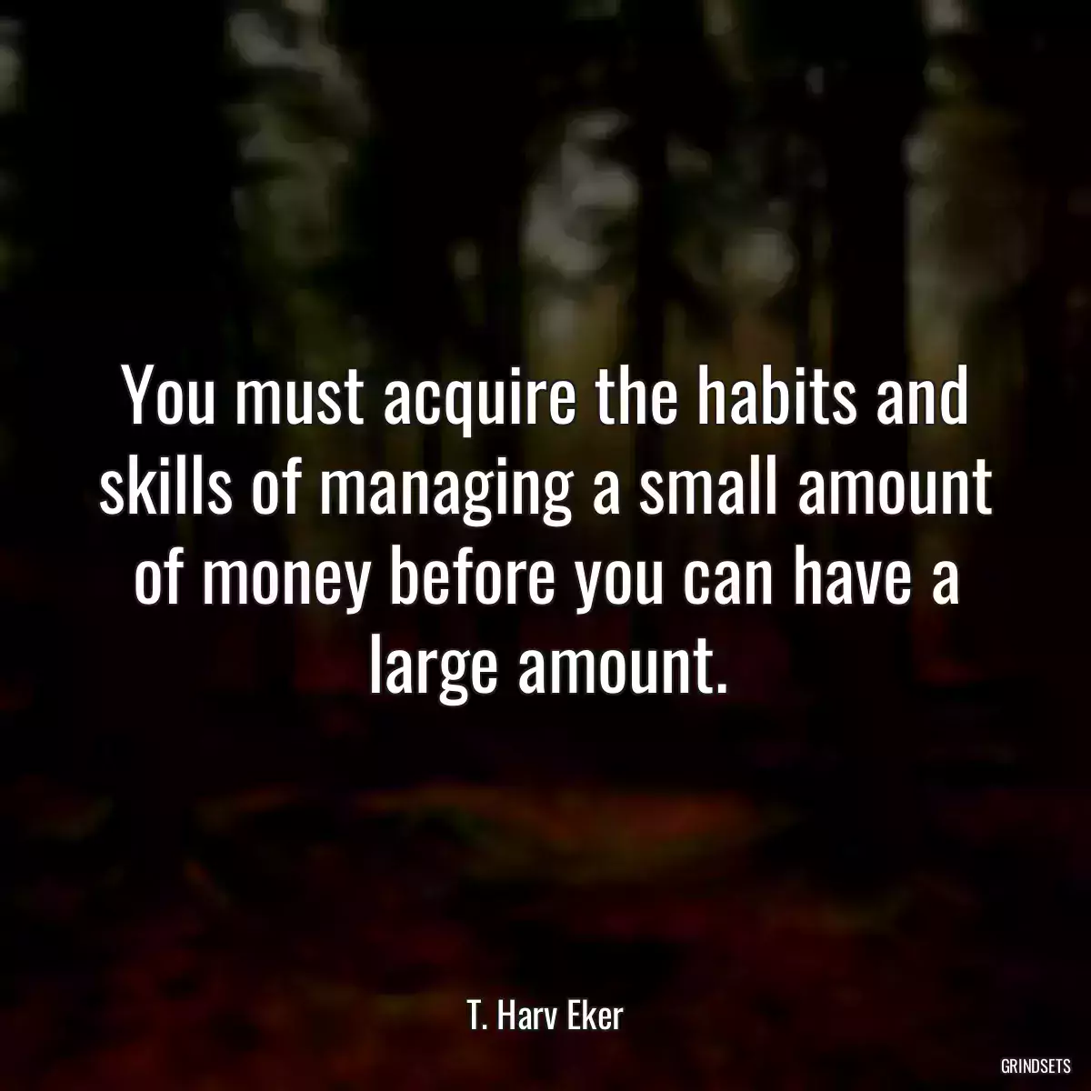 You must acquire the habits and skills of managing a small amount of money before you can have a large amount.