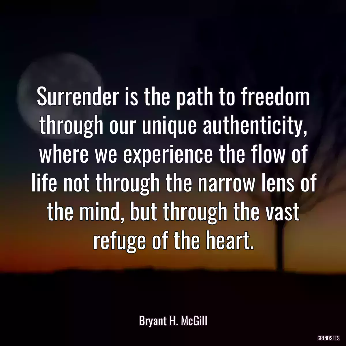 Surrender is the path to freedom through our unique authenticity, where we experience the flow of life not through the narrow lens of the mind, but through the vast refuge of the heart.