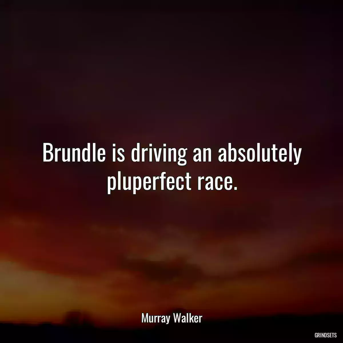 Brundle is driving an absolutely pluperfect race.