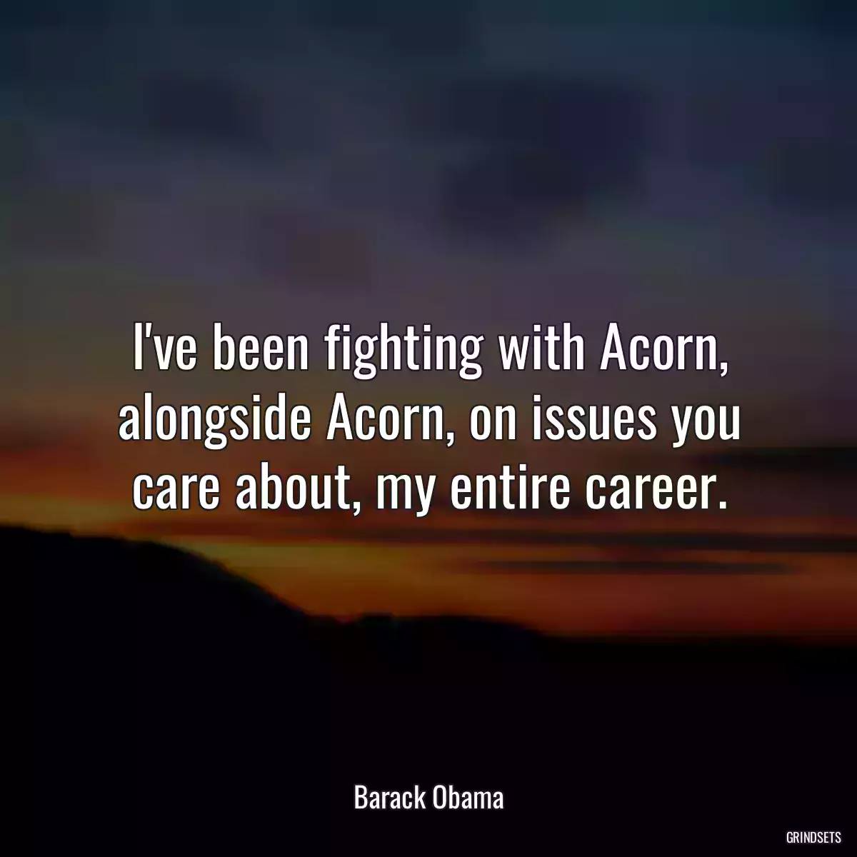 I\'ve been fighting with Acorn, alongside Acorn, on issues you care about, my entire career.