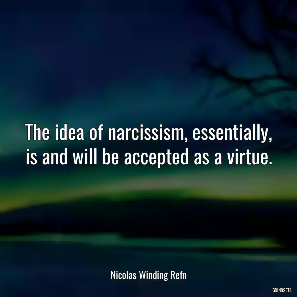 The idea of narcissism, essentially, is and will be accepted as a virtue.