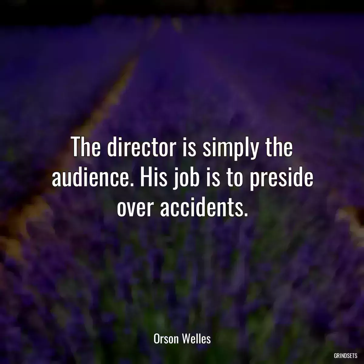 The director is simply the audience. His job is to preside over accidents.