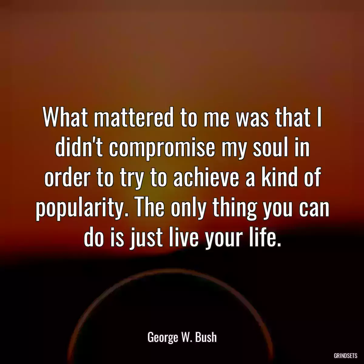 What mattered to me was that I didn\'t compromise my soul in order to try to achieve a kind of popularity. The only thing you can do is just live your life.