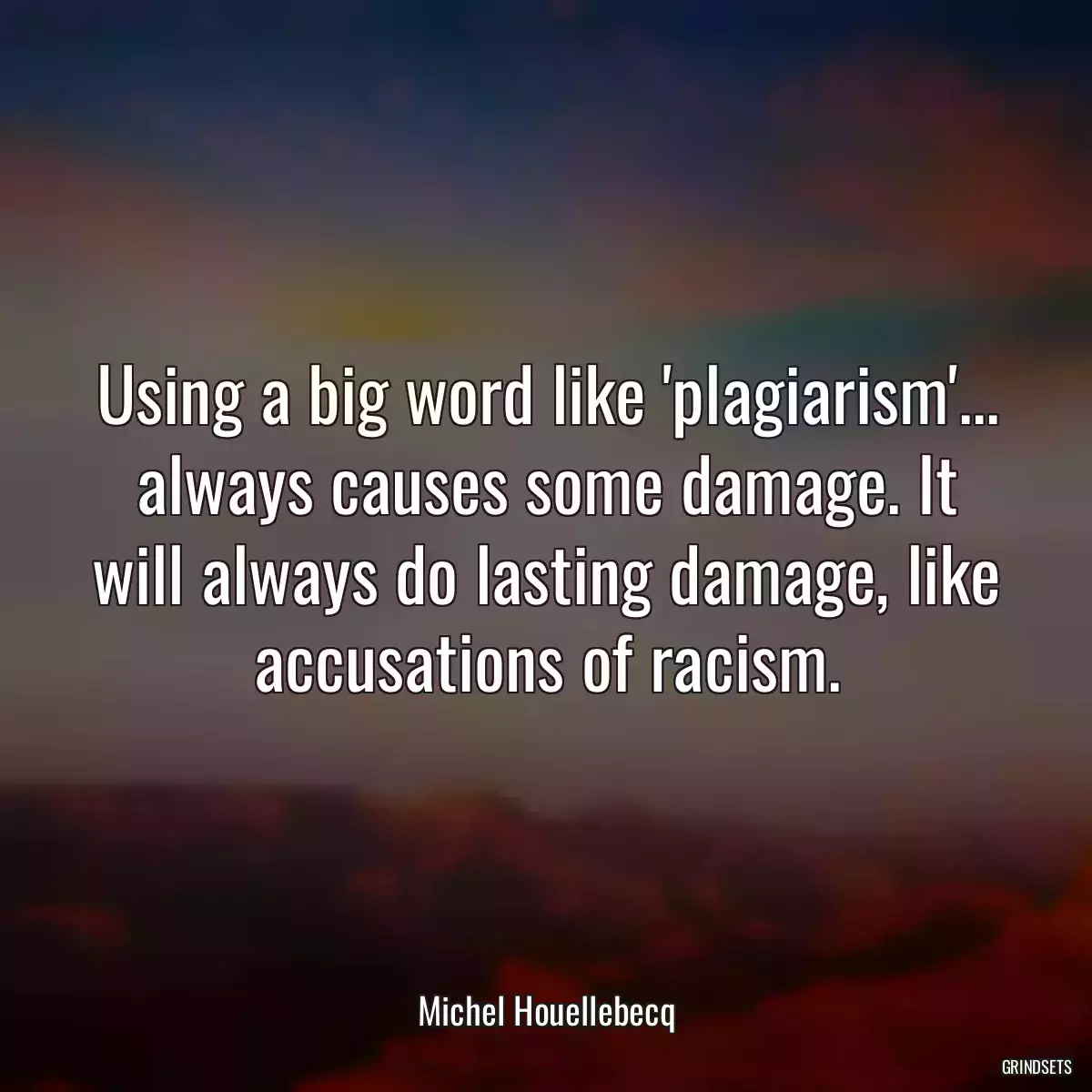 Using a big word like \'plagiarism\'... always causes some damage. It will always do lasting damage, like accusations of racism.