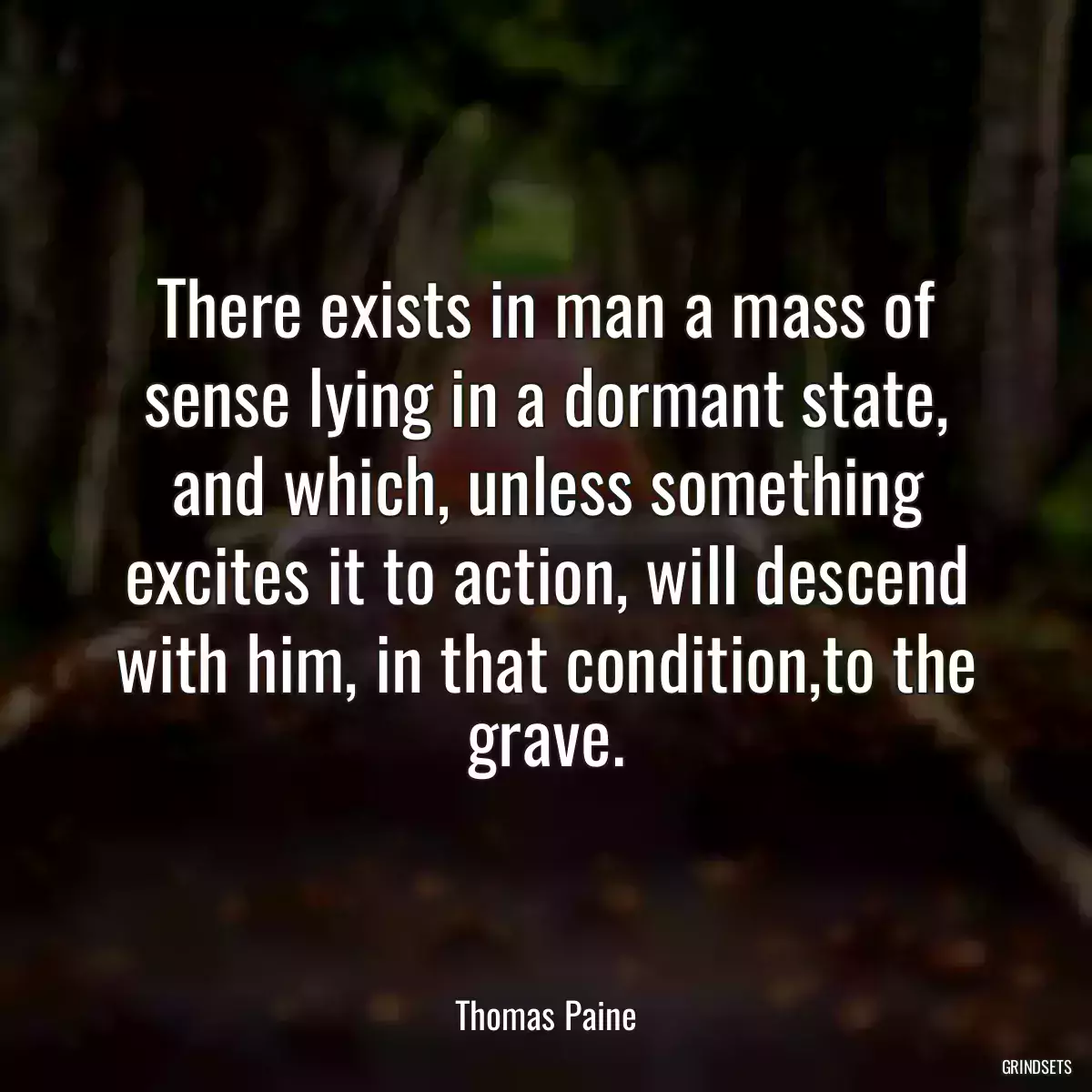 There exists in man a mass of sense lying in a dormant state, and which, unless something excites it to action, will descend with him, in that condition,to the grave.