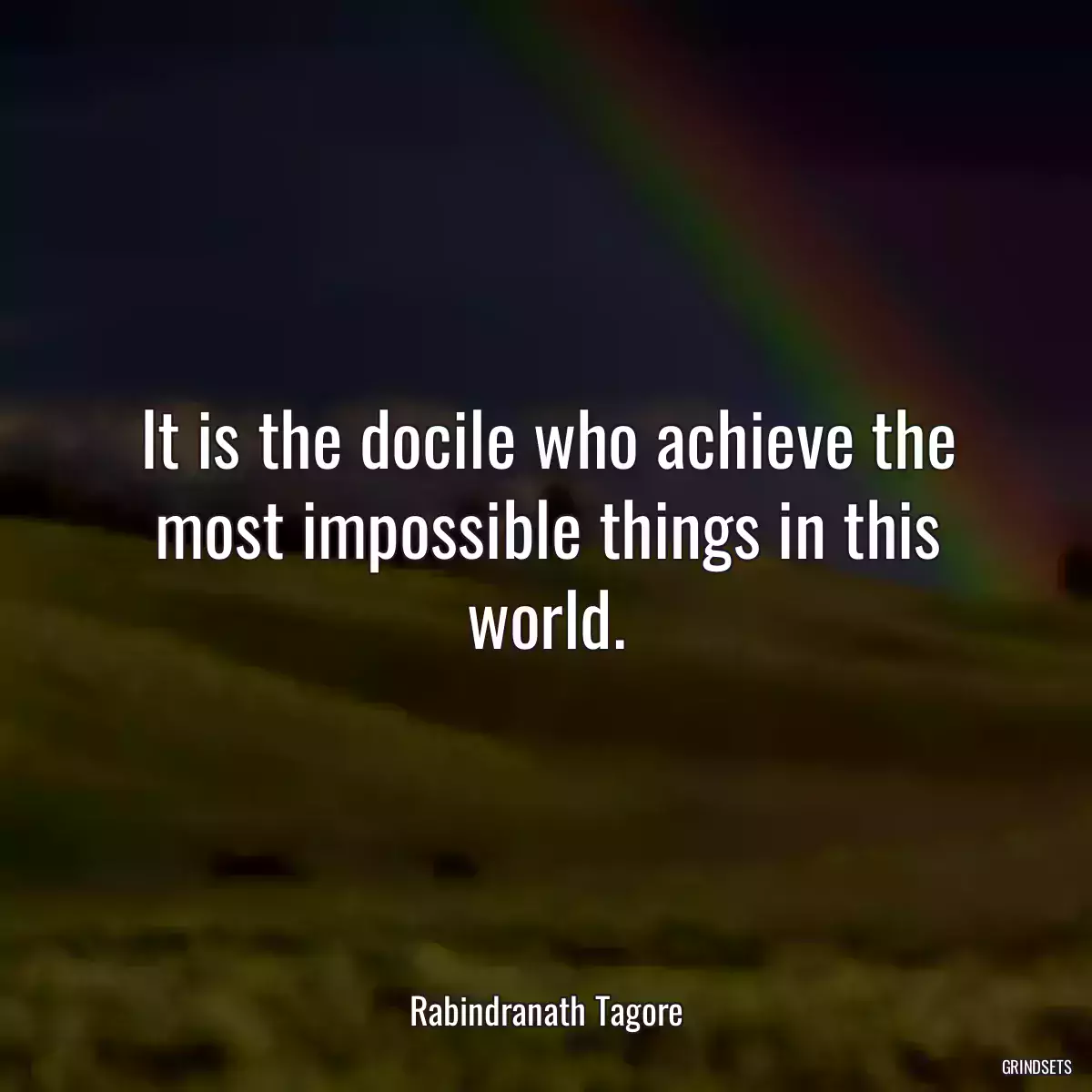 It is the docile who achieve the most impossible things in this world.