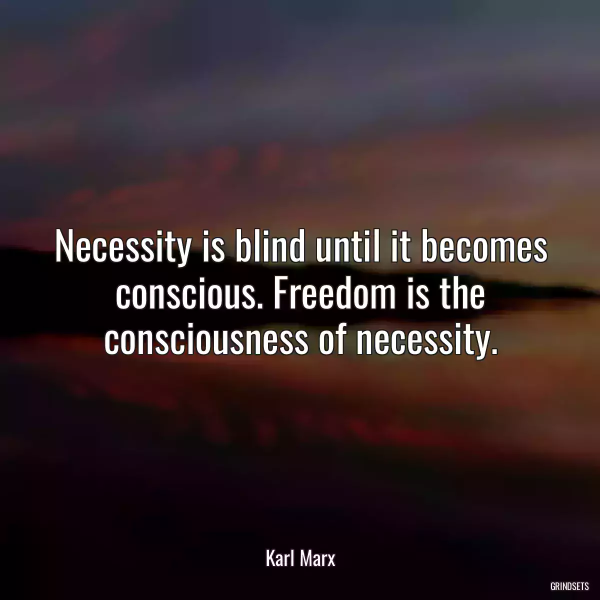 Necessity is blind until it becomes conscious. Freedom is the consciousness of necessity.