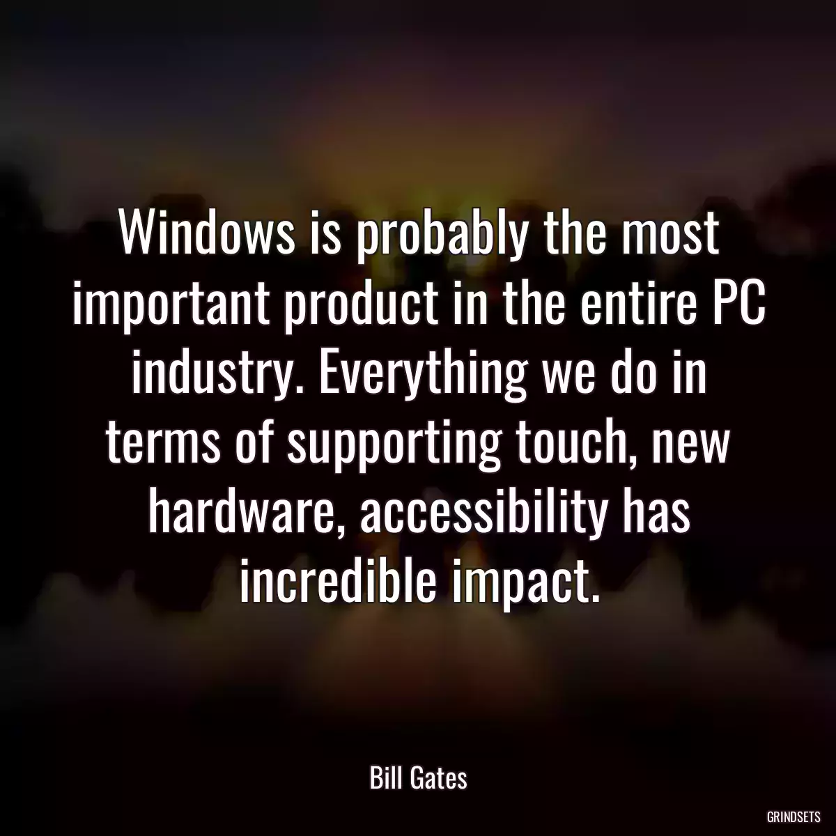 Windows is probably the most important product in the entire PC industry. Everything we do in terms of supporting touch, new hardware, accessibility has incredible impact.