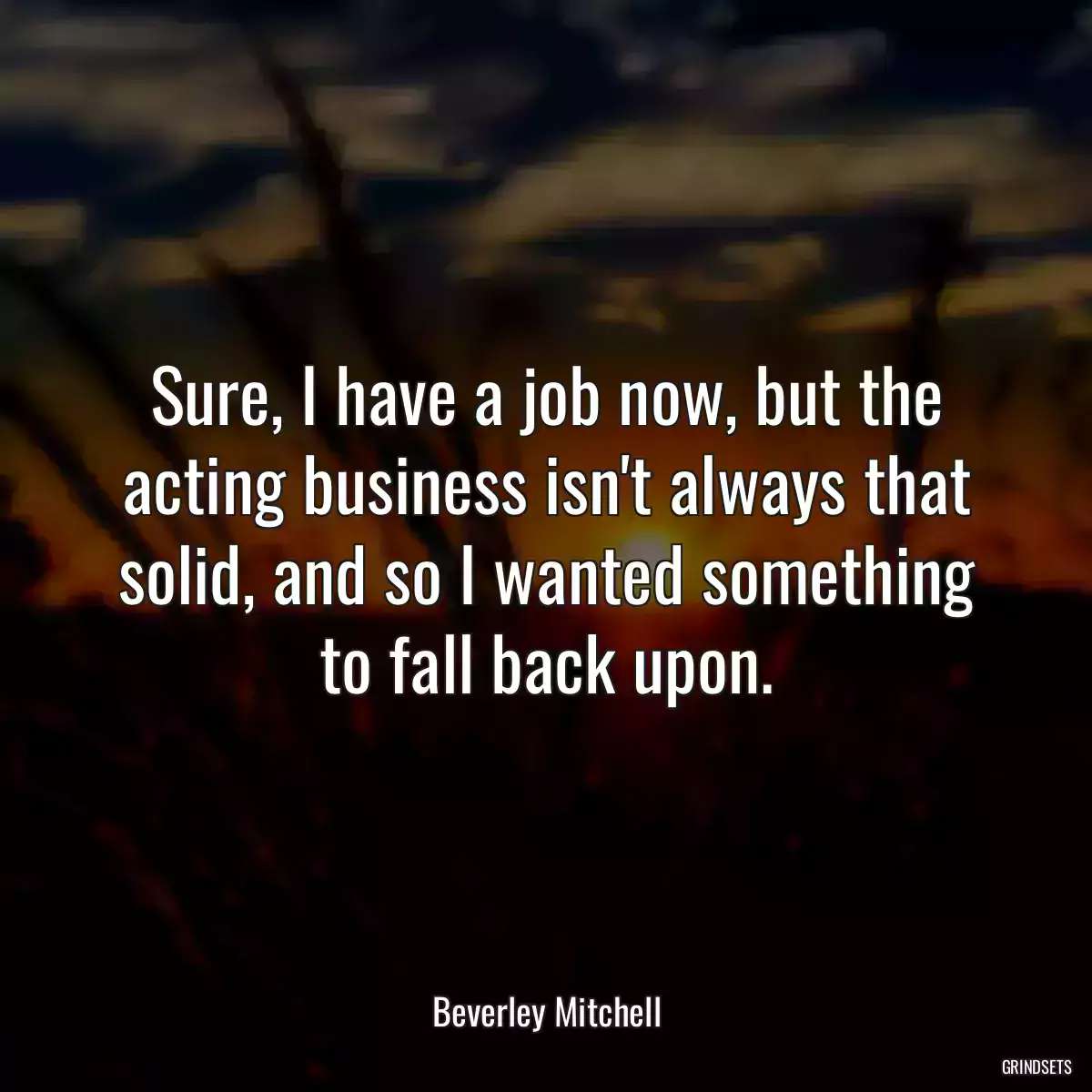 Sure, I have a job now, but the acting business isn\'t always that solid, and so I wanted something to fall back upon.