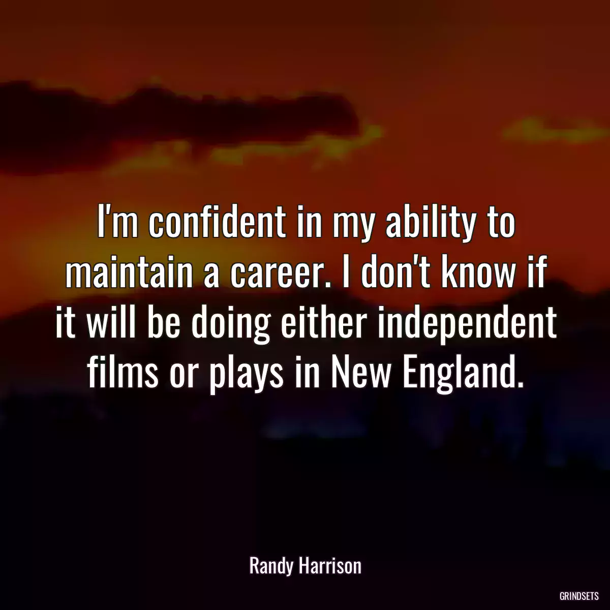 I\'m confident in my ability to maintain a career. I don\'t know if it will be doing either independent films or plays in New England.