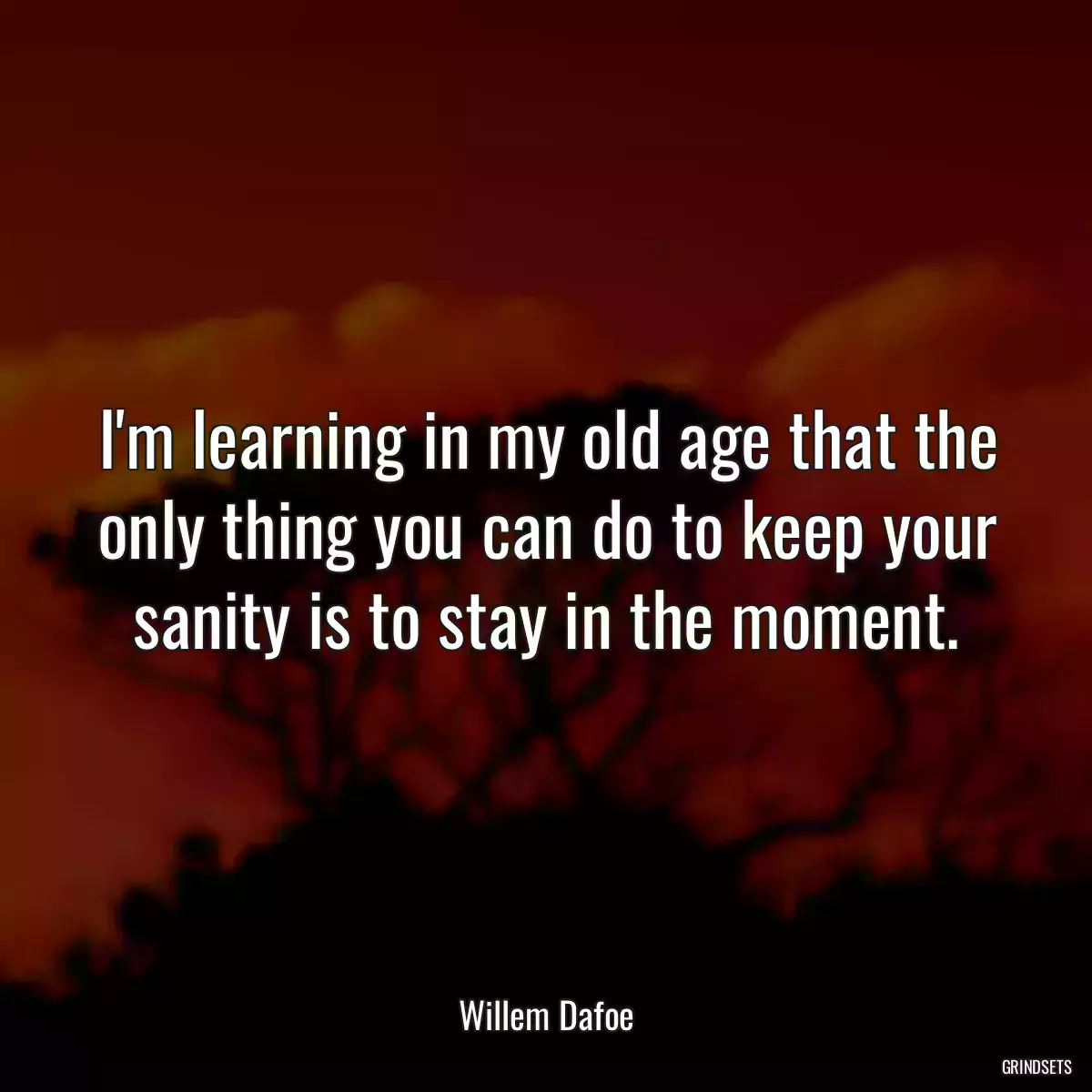 I\'m learning in my old age that the only thing you can do to keep your sanity is to stay in the moment.